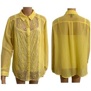 I.N Studio Women’s Yellow Lace Daisy Tank and Jacket Set XL